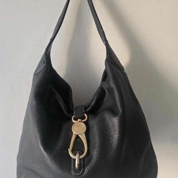 Dooney & Bourke Dark Navy Hobo Bag with Gold Hardware Pink Interior - Picture 1 of 12